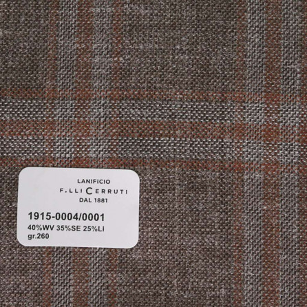 1915-0004-0001 Cerruti Lanificio - Vải Suit 100% Wool - Nâu Caro
